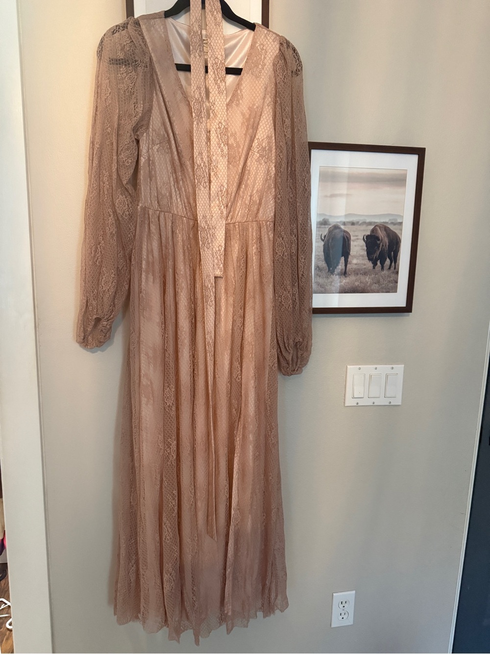 Joyfolie Long Lace Maxi Dress in Dusty Rose